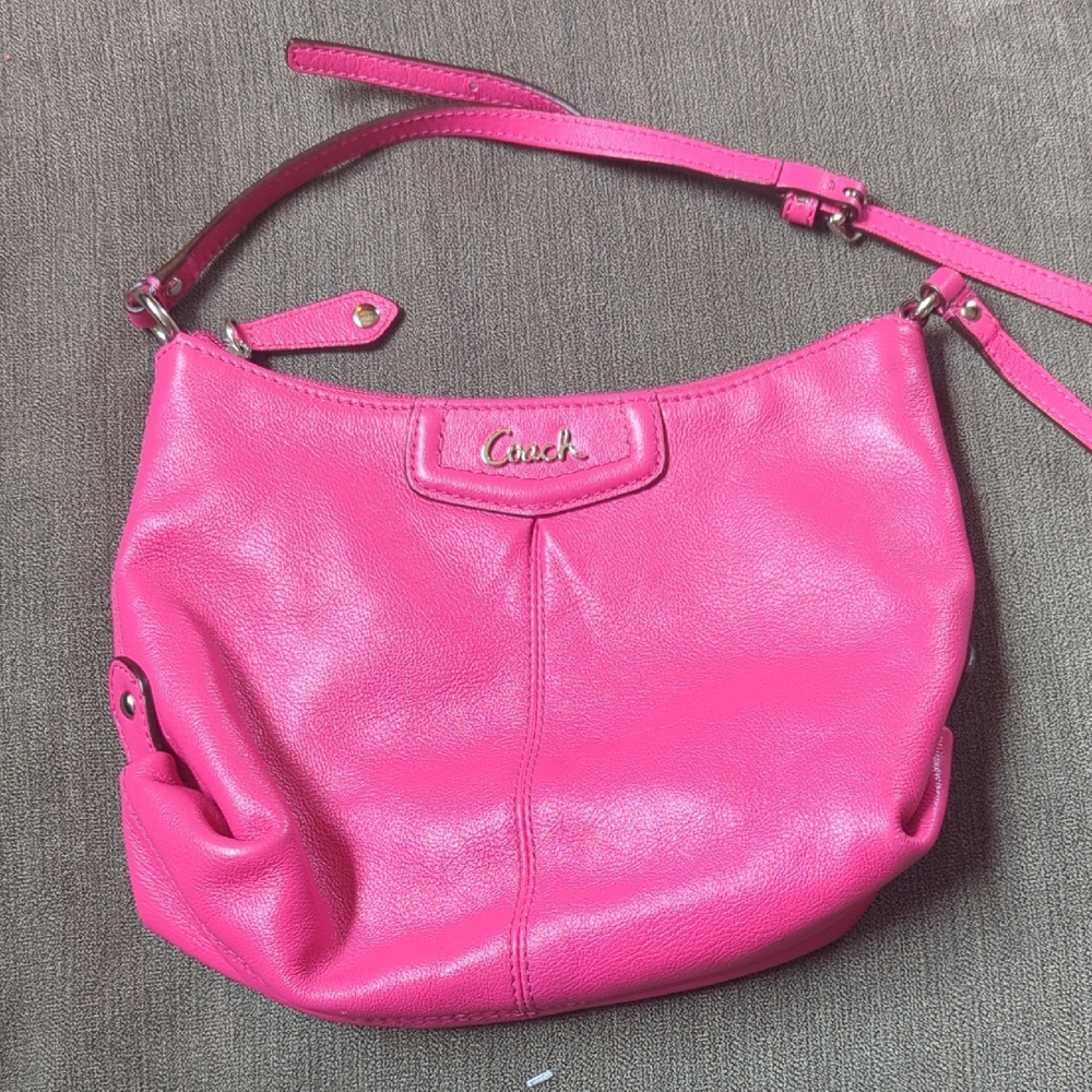 Coach Pink Crossbody Bag with Elegant Silver Accents